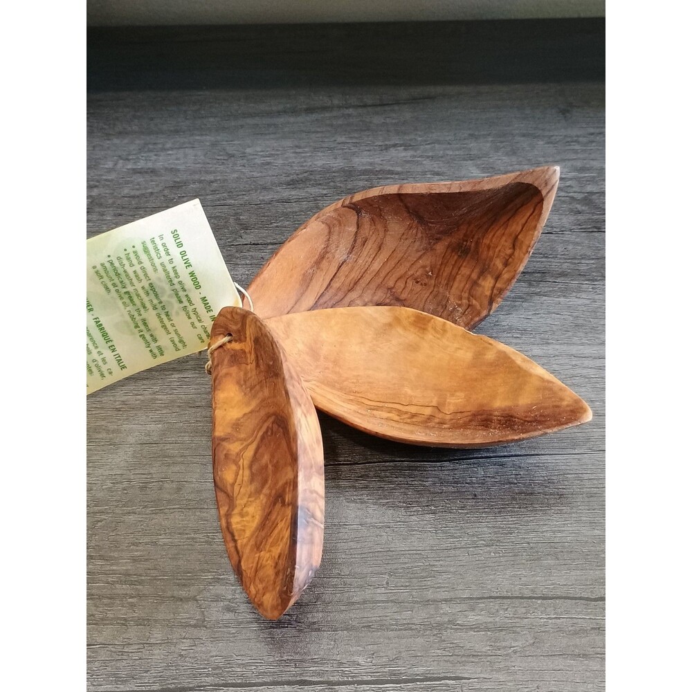 Arte Legno Olive Wood Small Dipping Or Serving Bowls Set Of 3 Made In Italy